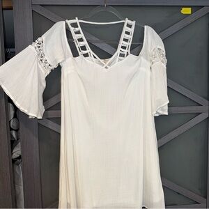 Entro Ivory Lattice Neck Dress NWT